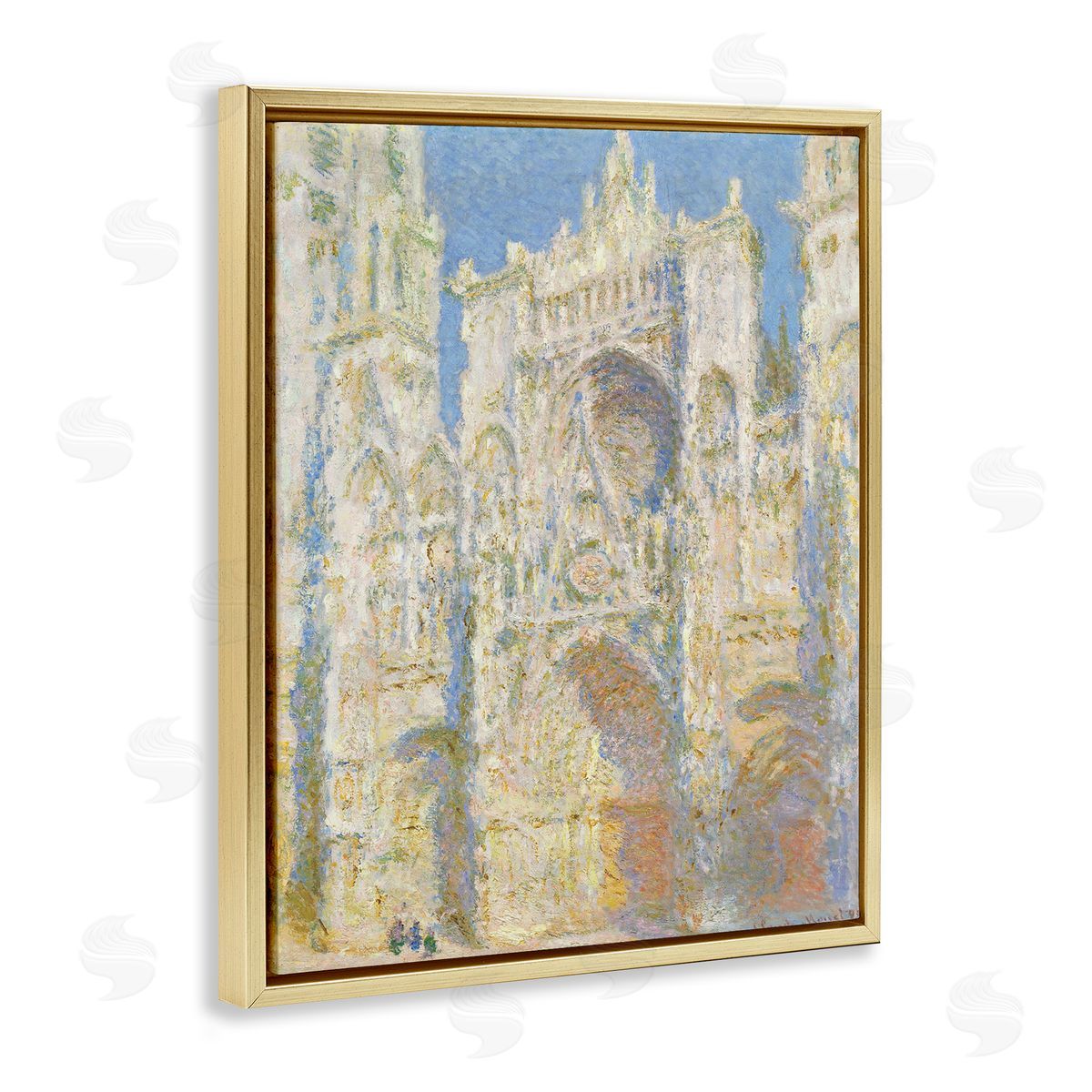 one1000paintings Rouen Cathedral, West Facade Sunlight Claude Monet Painting Gold Floating Frame Canvas Wall Art Print