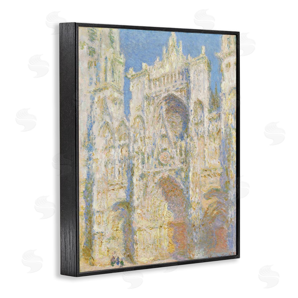 one1000paintings Rouen Cathedral, West Facade Sunlight Claude Monet Painting Black Framed Giclee Wall Art Print