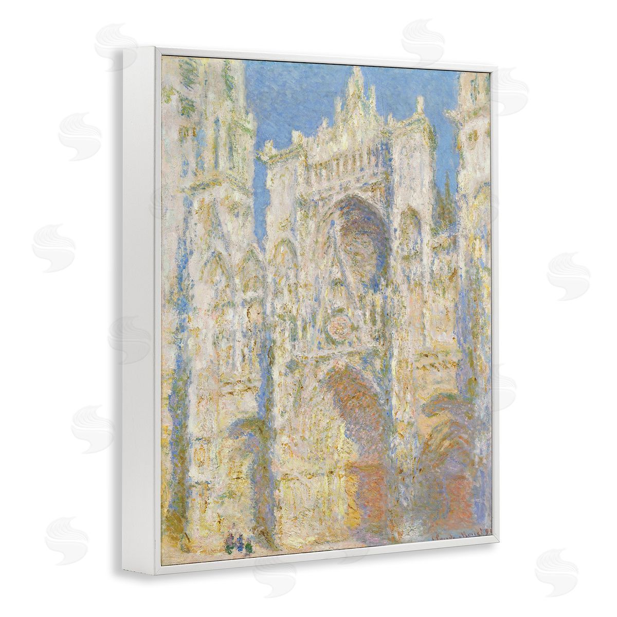 one1000paintings Rouen Cathedral, West Facade Sunlight Claude Monet Painting White Framed Giclee Wall Art Print