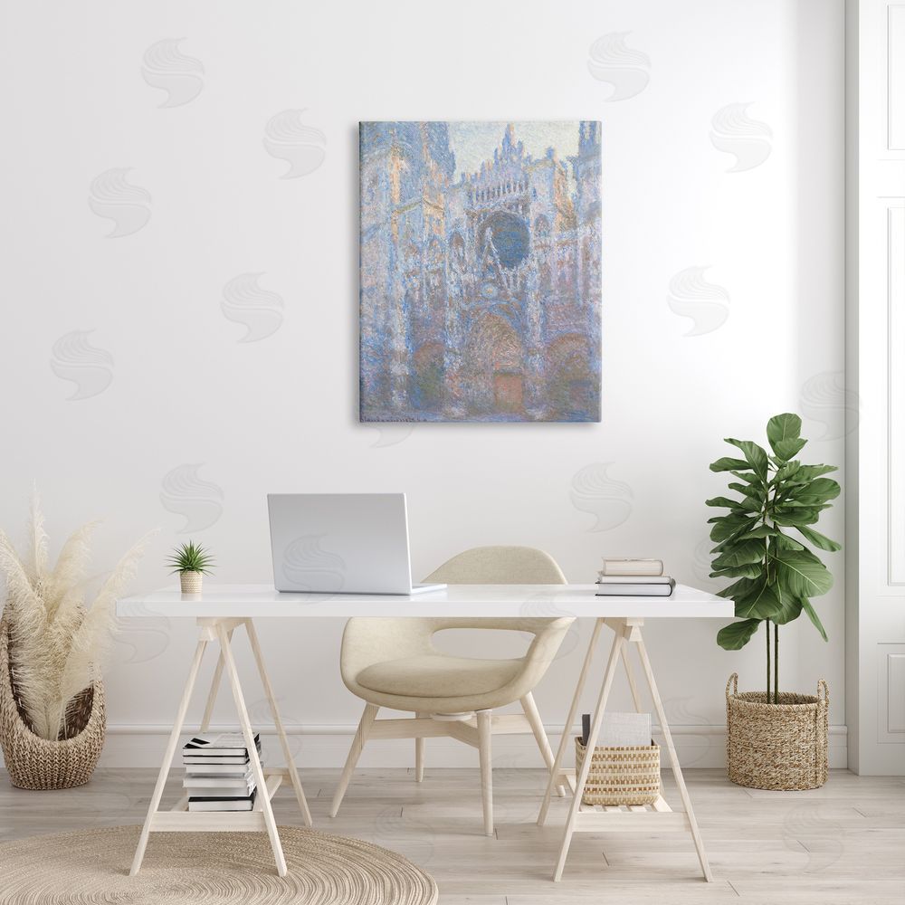 one1000paintings Rouen Cathedral West Facade Classic Claude Monet Painting Canvas Wall Art Print in Room