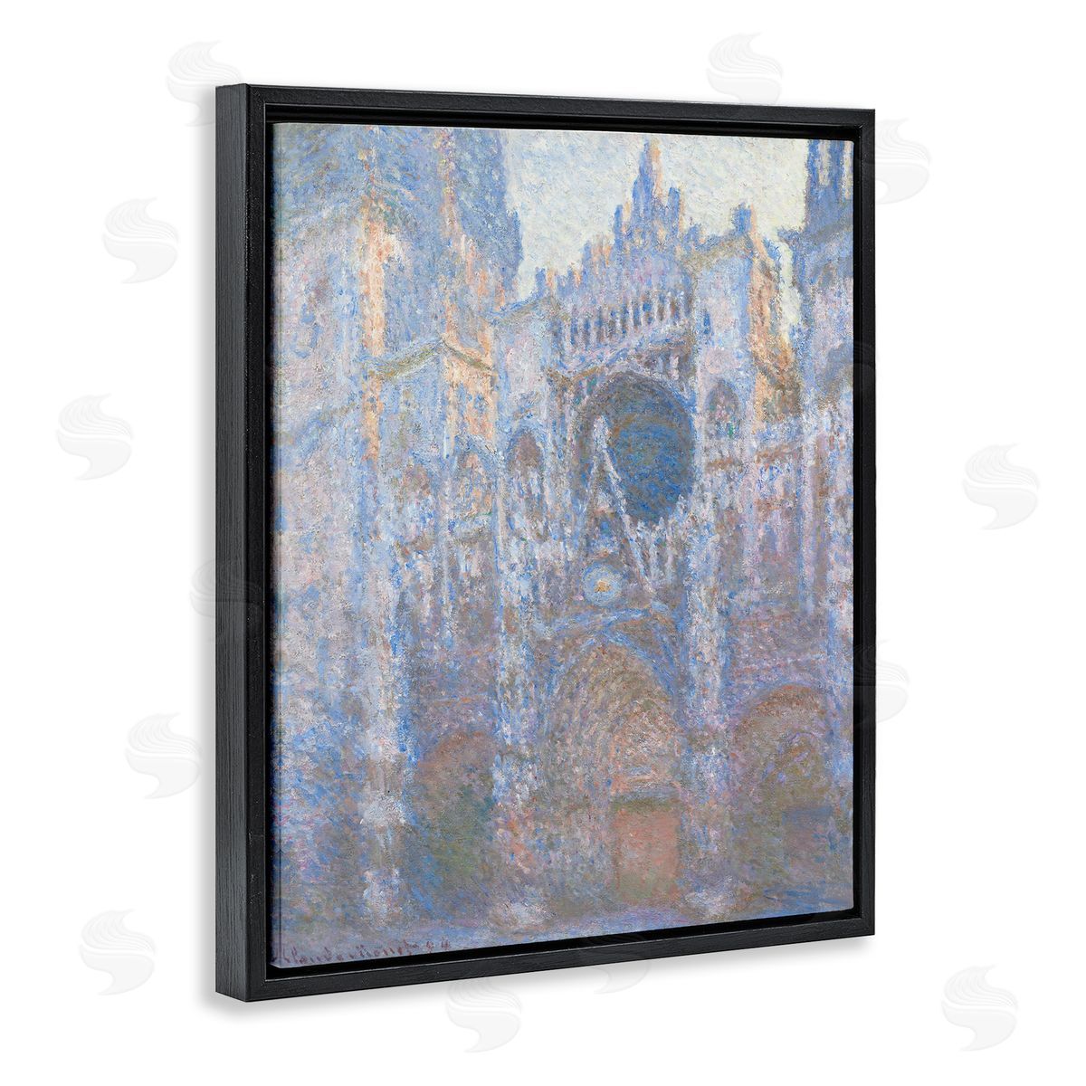 one1000paintings Rouen Cathedral West Facade Classic Claude Monet Painting Black Floating Frame Canvas Wall Art Print