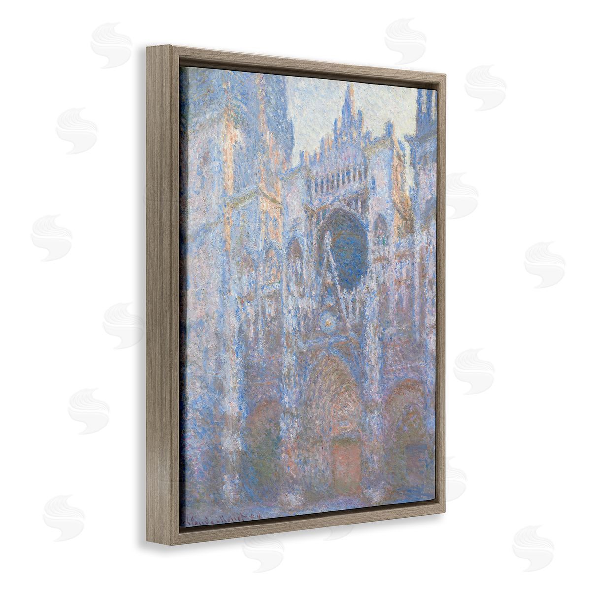 one1000paintings Rouen Cathedral West Facade Classic Claude Monet Painting Brown Floating Frame Canvas Wall Art Print