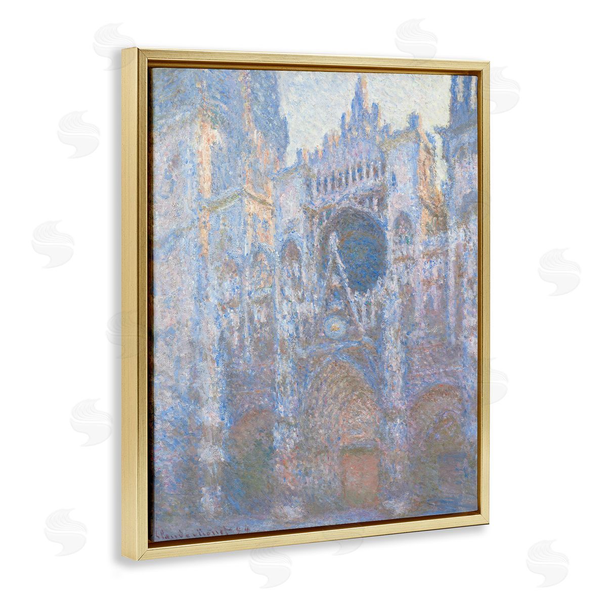 one1000paintings Rouen Cathedral West Facade Classic Claude Monet Painting Gold Floating Frame Canvas Wall Art Print