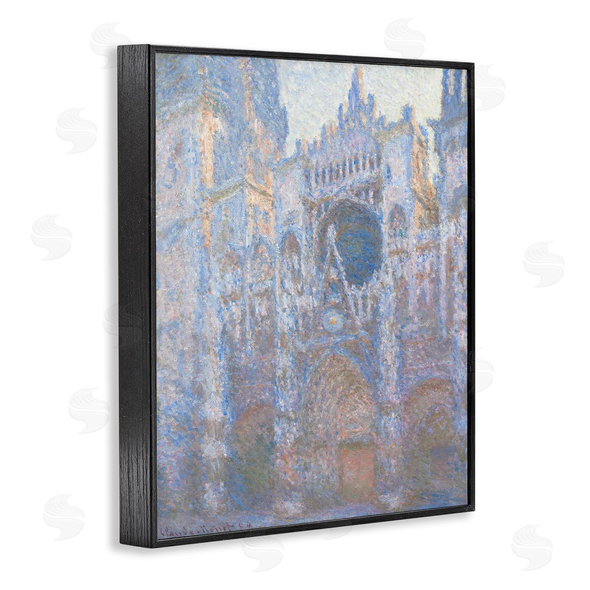 one1000paintings Rouen Cathedral West Facade Classic Claude Monet Painting Black Framed Giclee Wall Art Print