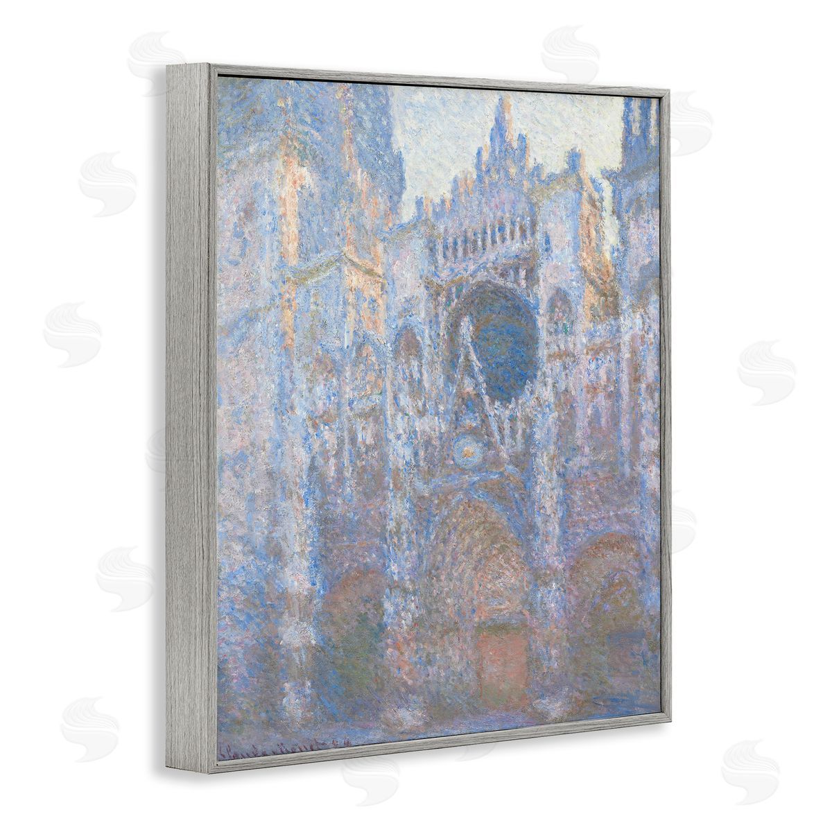 one1000paintings Rouen Cathedral West Facade Classic Claude Monet Painting Gray Framed Giclee Wall Art Print