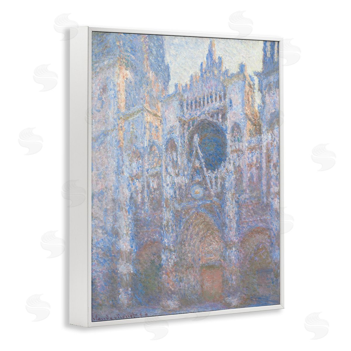 one1000paintings Rouen Cathedral West Facade Classic Claude Monet Painting White Framed Giclee Wall Art Print
