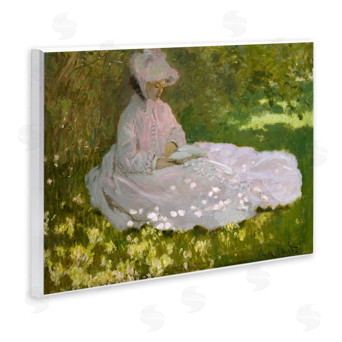 one1000paintings Springtime Classic Claude Monet Painting Female Portrait Wall Plaque Art Print