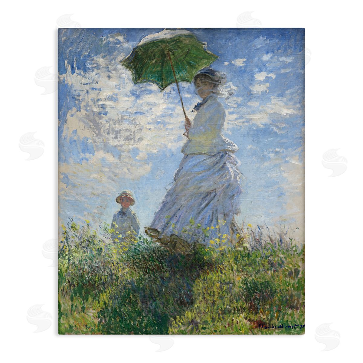 one1000paintings Woman with a Parasol Classic Claude Monet Painting Stretched Canvas Wall Art Print
