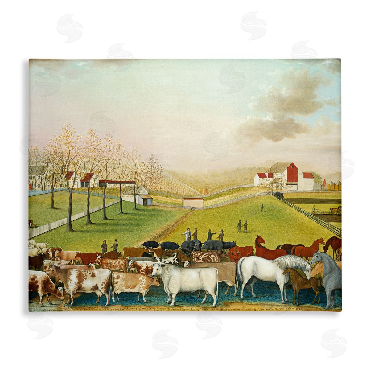 one1000paintings The Cornell Farm Edward Hicks Classic Farm Painting Stretched Canvas Wall Art Print