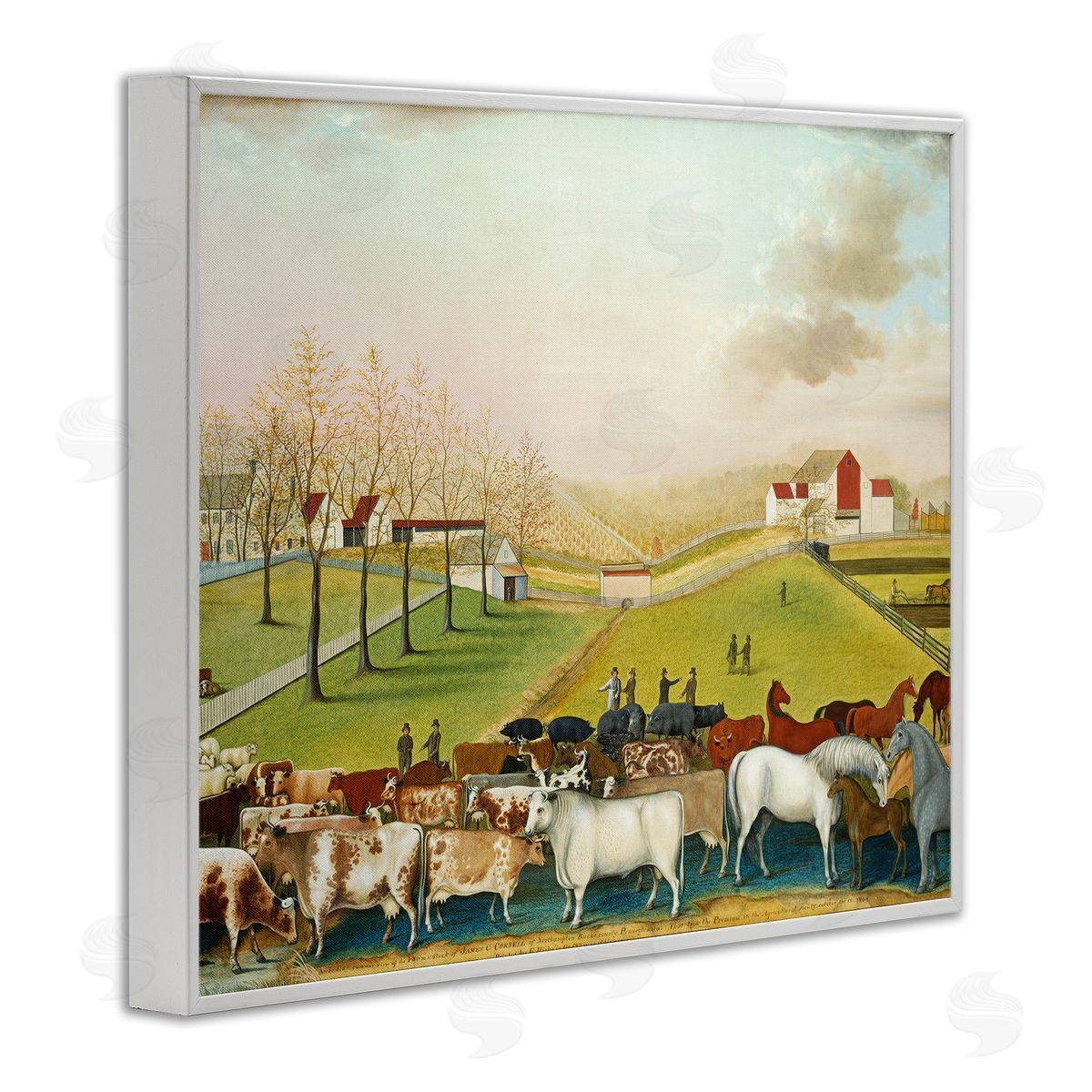 one1000paintings The Cornell Farm Edward Hicks Classic Farm Painting White Framed Giclee Wall Art Print