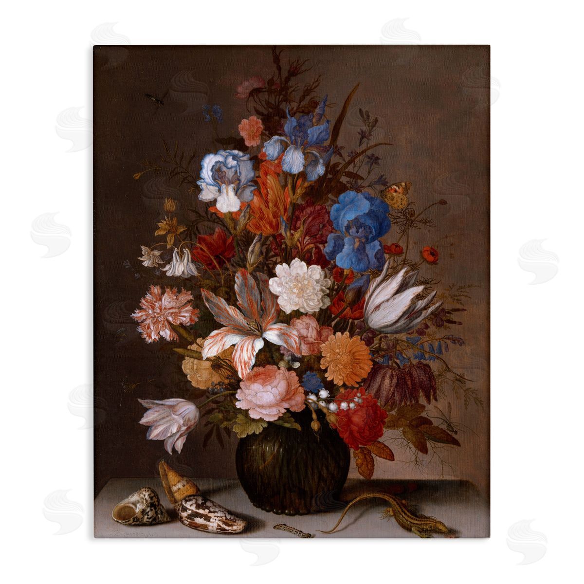 one1000paintings Still Life with Flowers Balthasar van der Ast Painting Stretched Canvas Wall Art Print