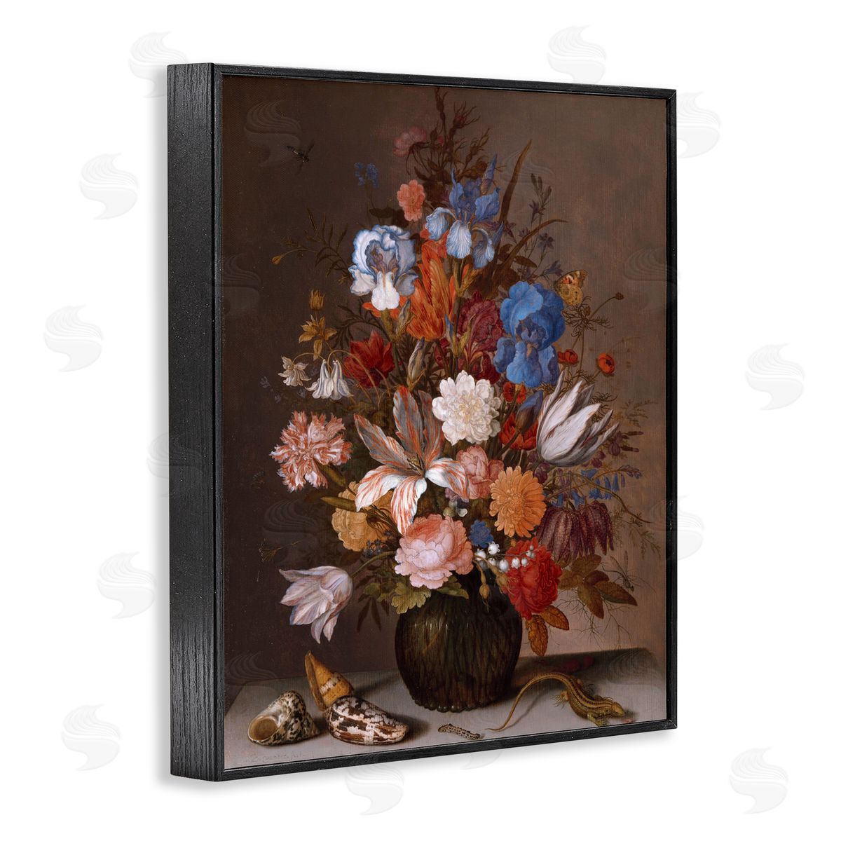 one1000paintings Still Life with Flowers Balthasar van der Ast Painting Black Framed Giclee Wall Art Print