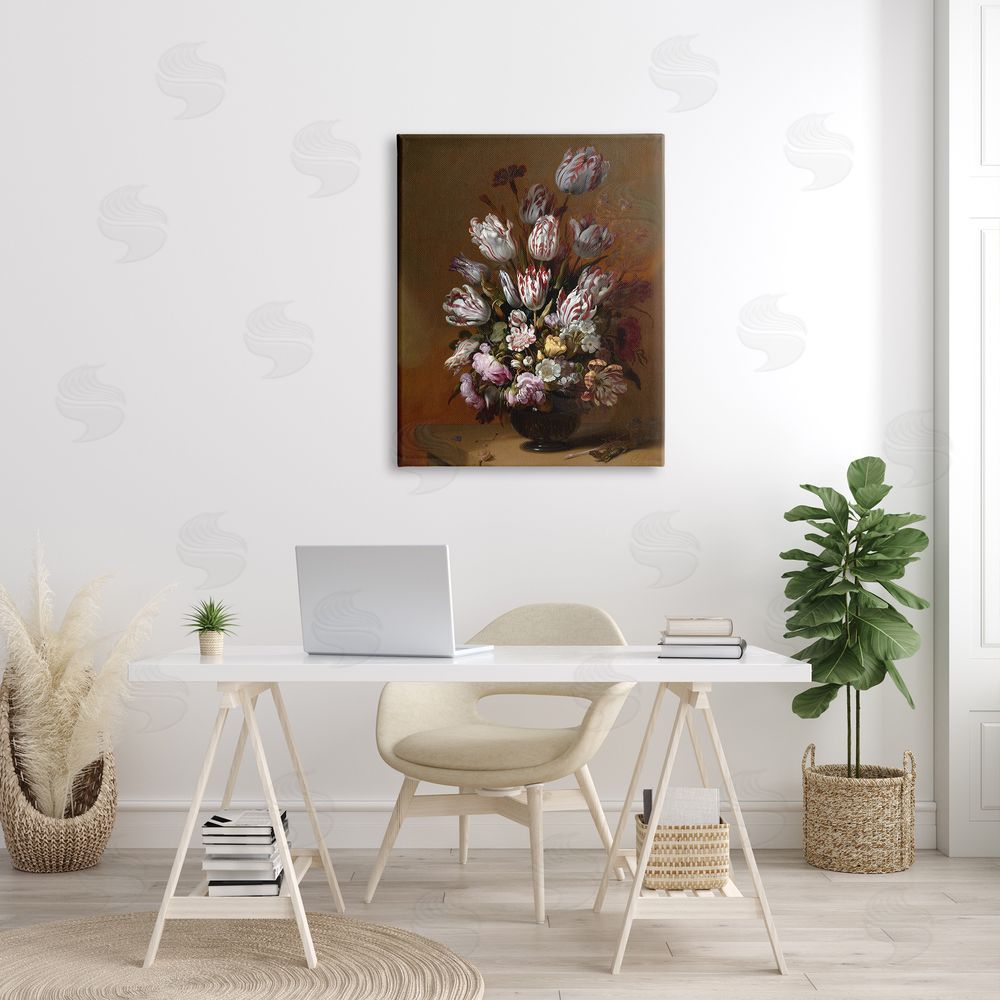 one1000paintings Still Life with Flowers Traditional Hans Bollongier Paintings Canvas Wall Art Print in Room