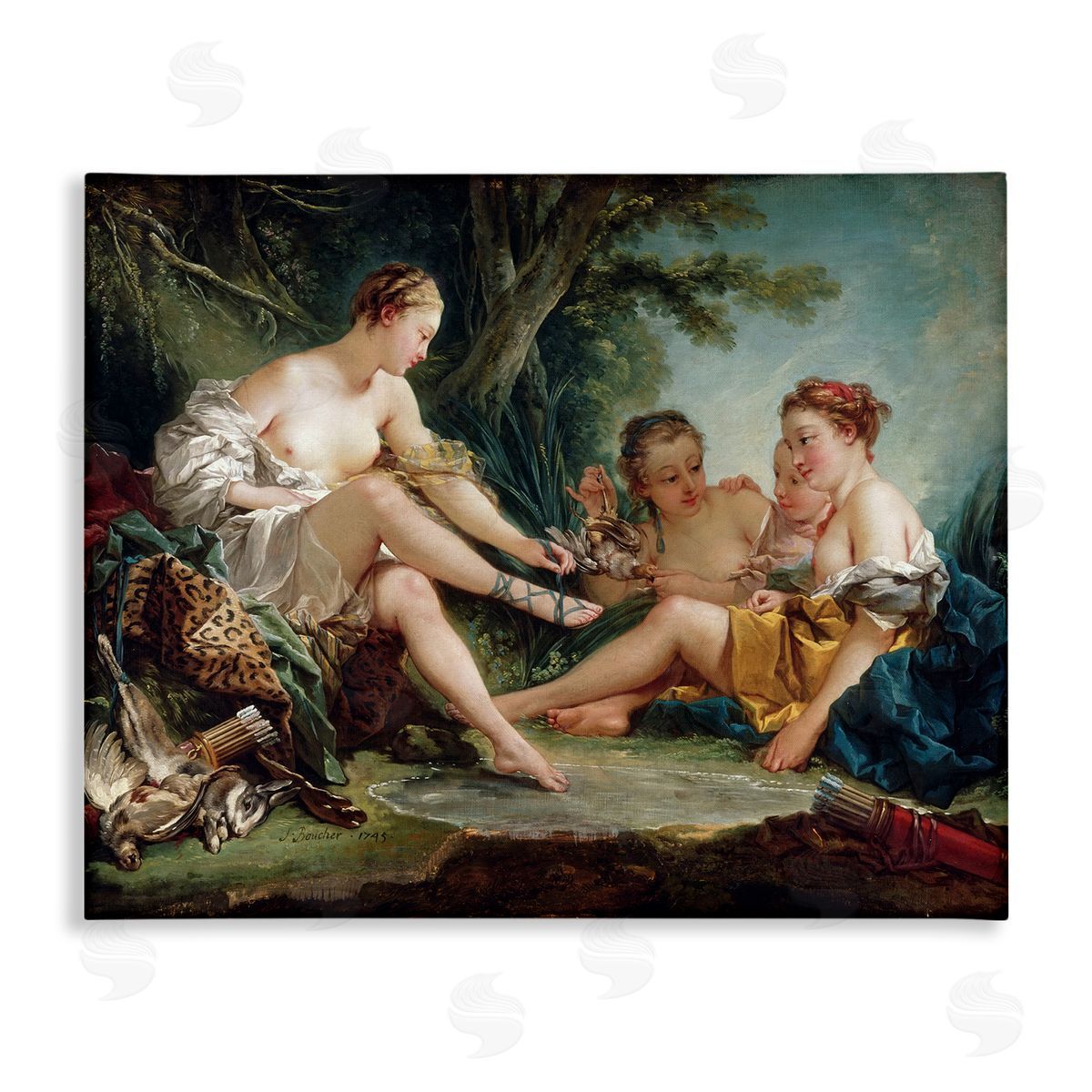 one1000paintings Diana After the Hunt Francois Boucher Classic Painting Stretched Canvas Wall Art Print