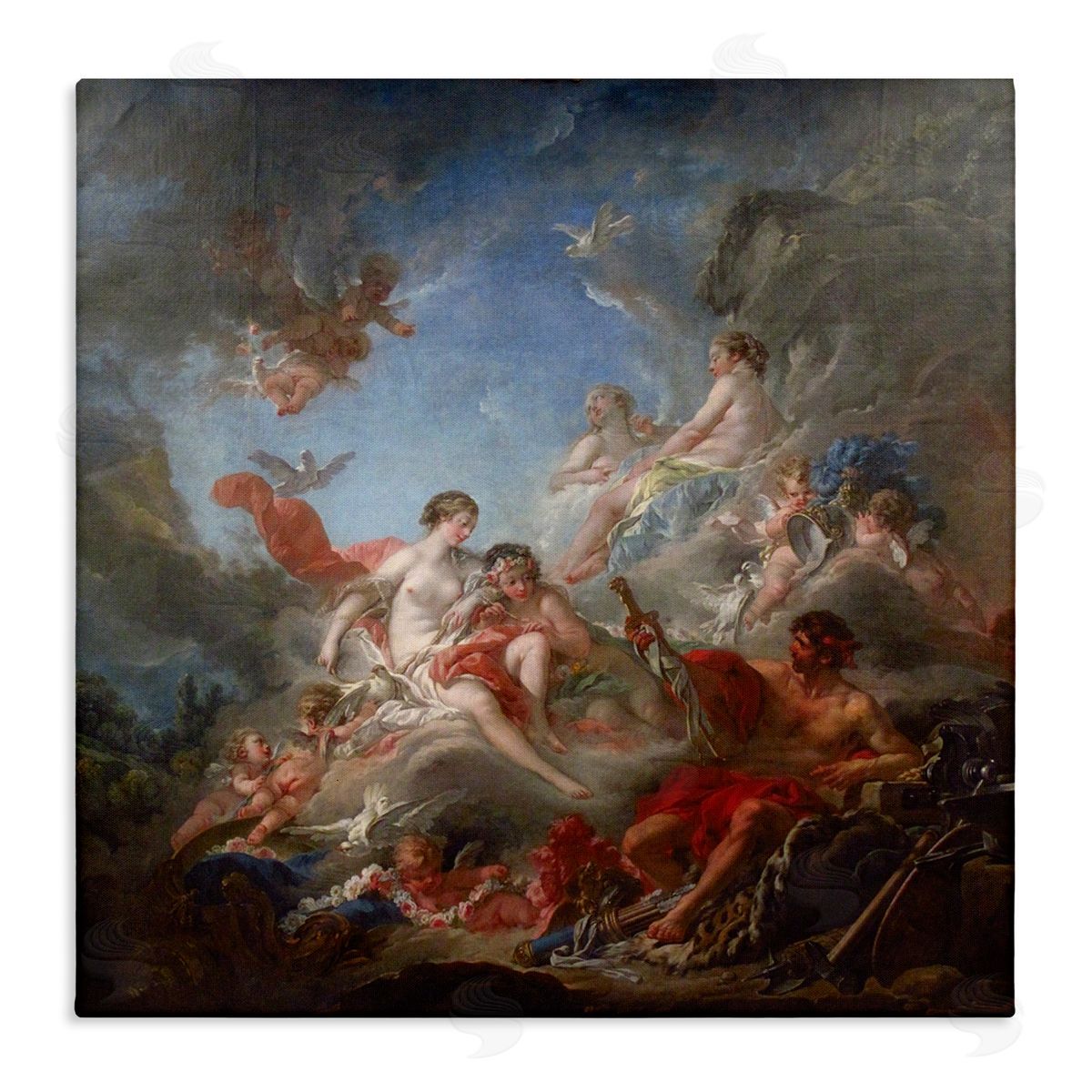 one1000paintings Les Forges de Vulcain (1757) Francois Boucher Classic Painting Stretched Canvas Wall Art Print