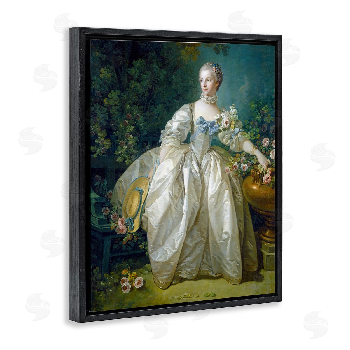 one1000paintings Madame Bergeret Francois Boucher Classic Painting Black Floating Frame Canvas Wall Art Print