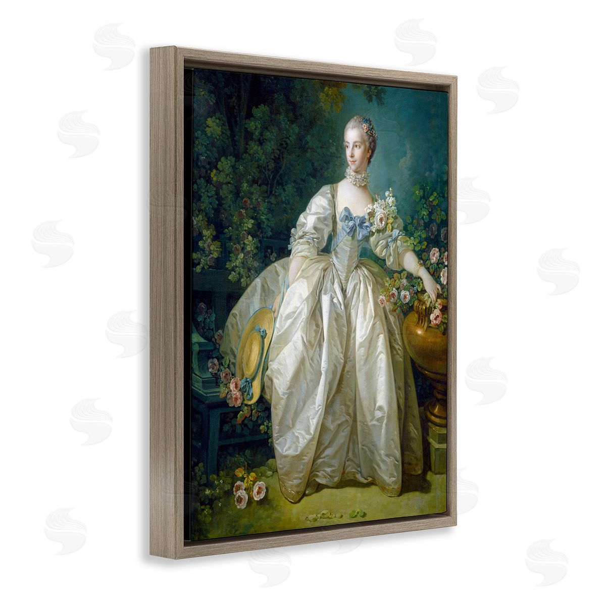 one1000paintings Madame Bergeret Francois Boucher Classic Painting Brown Floating Frame Canvas Wall Art Print