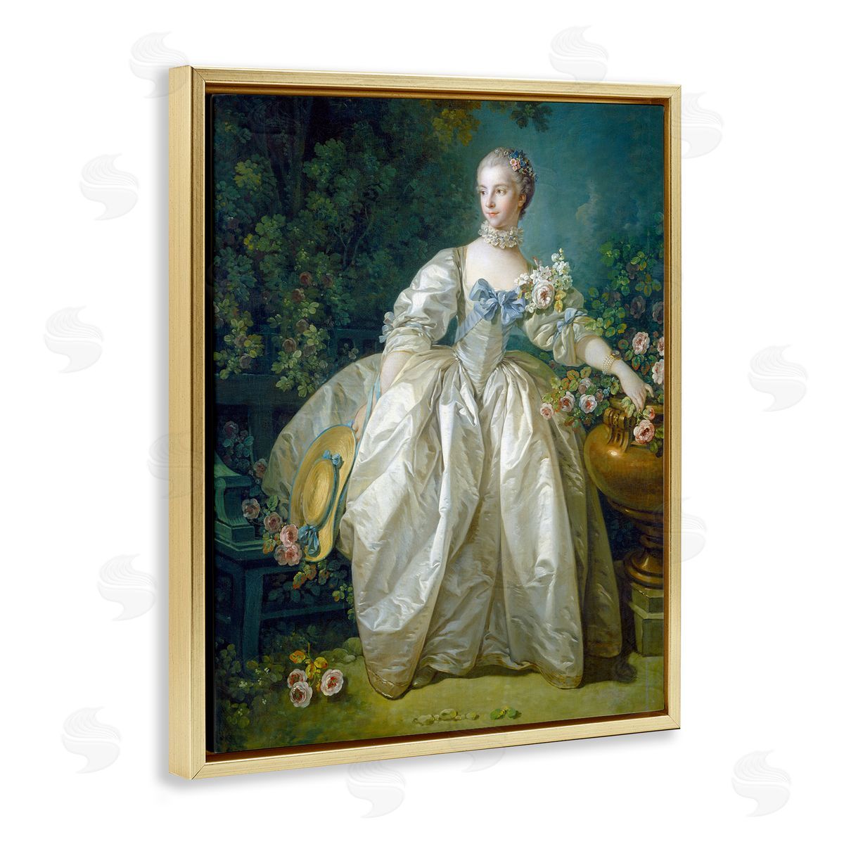 one1000paintings Madame Bergeret Francois Boucher Classic Painting Gold Floating Frame Canvas Wall Art Print