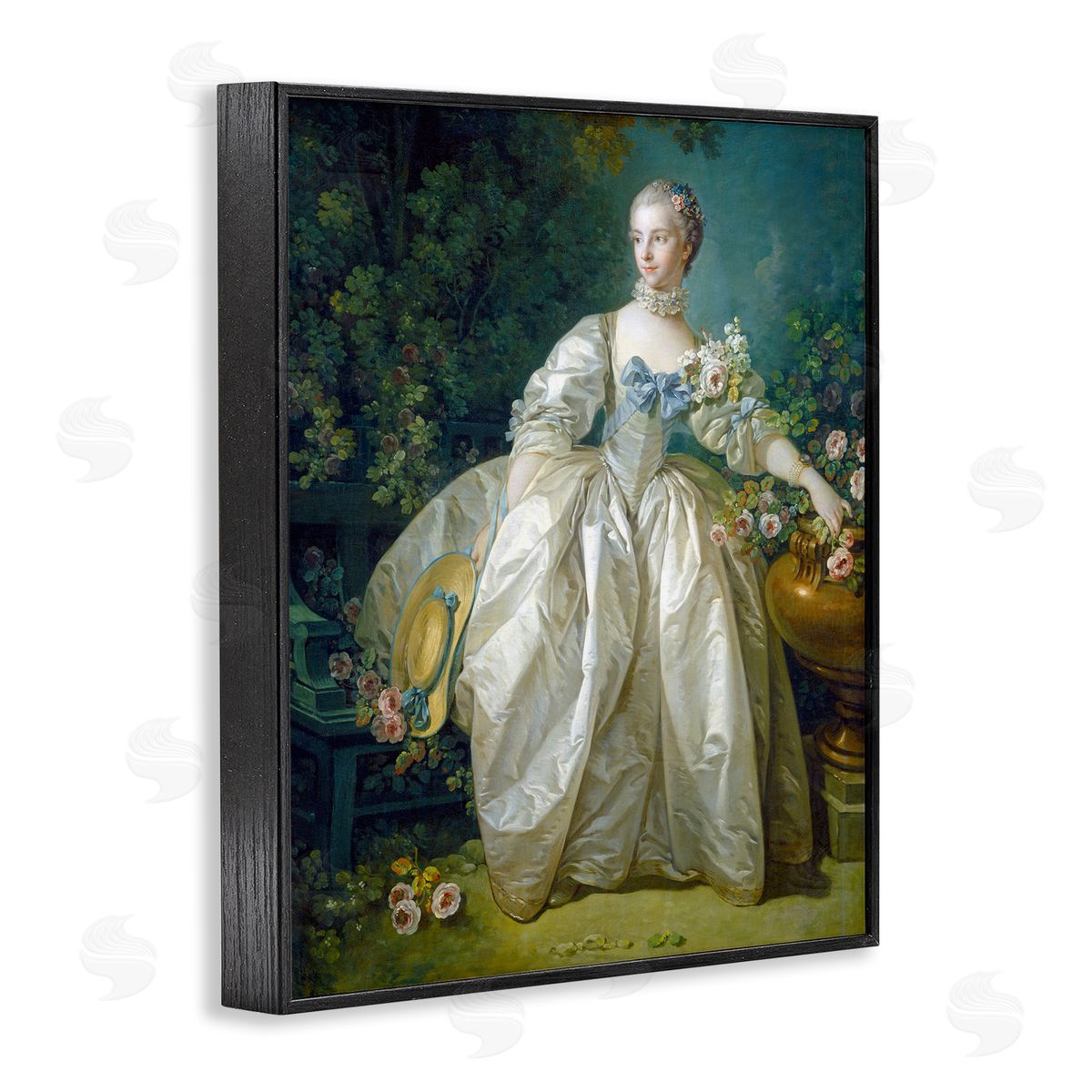 one1000paintings Madame Bergeret Francois Boucher Classic Painting Black Framed Giclee Wall Art Print