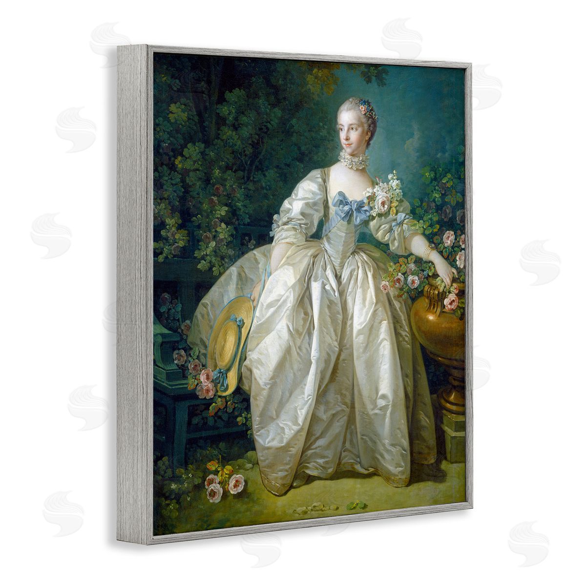 one1000paintings Madame Bergeret Francois Boucher Classic Painting Gray Framed Giclee Wall Art Print