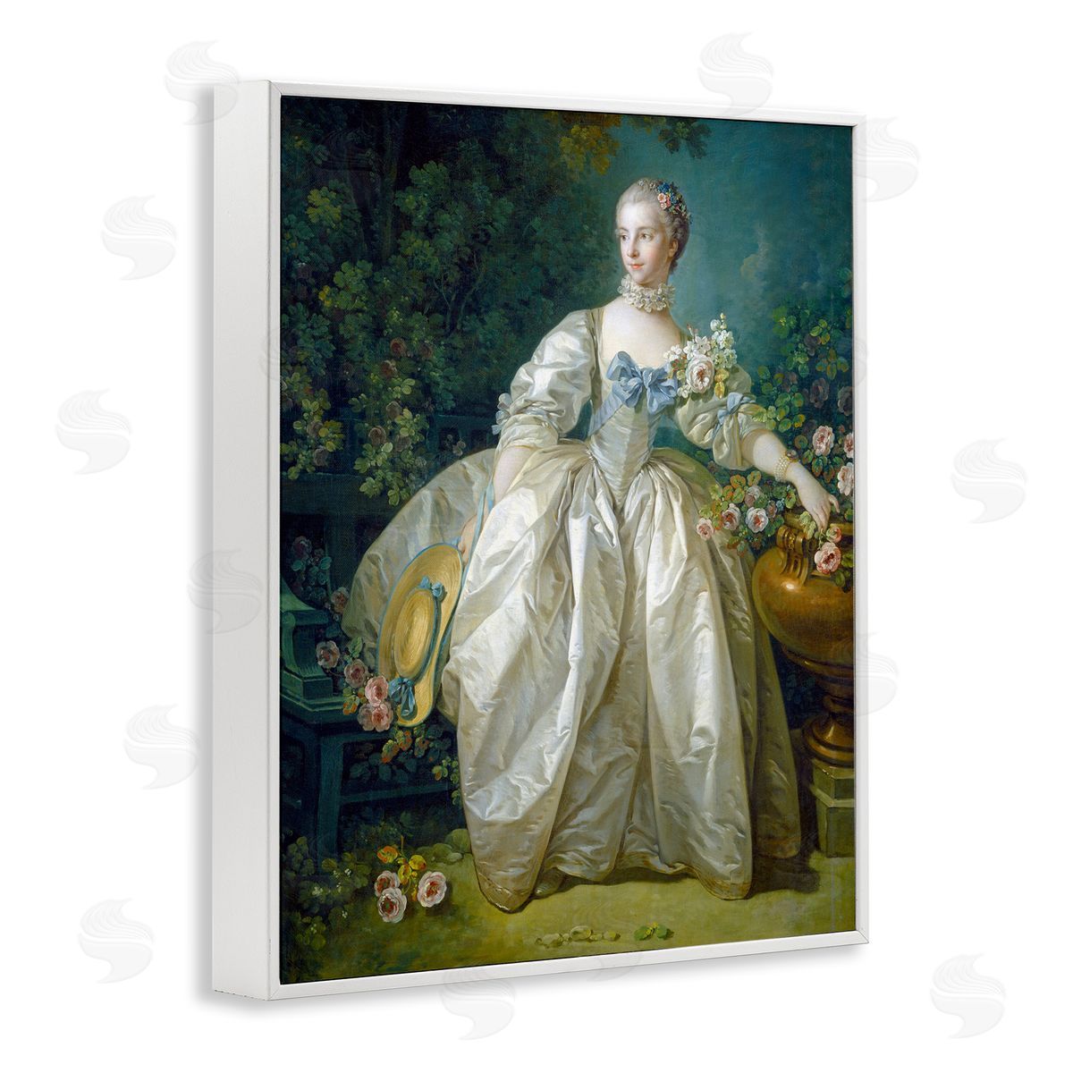 one1000paintings Madame Bergeret Francois Boucher Classic Painting White Framed Giclee Wall Art Print