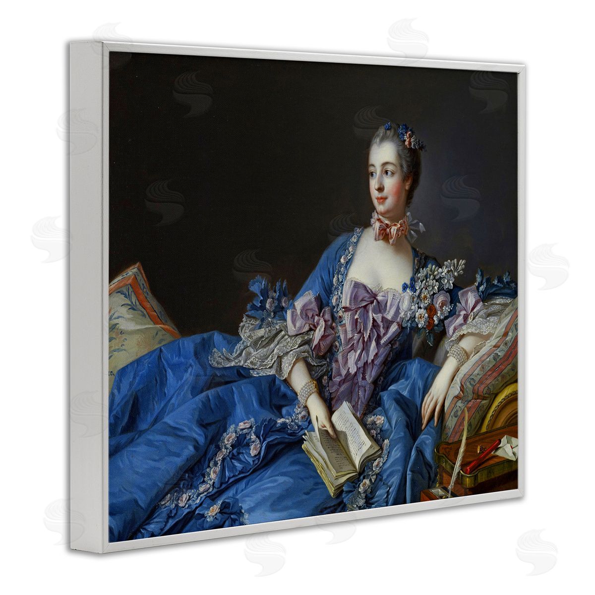 one1000paintings Madame de Pompadour Fine Art Painting Francois Boucher White Framed Giclee Wall Art Print