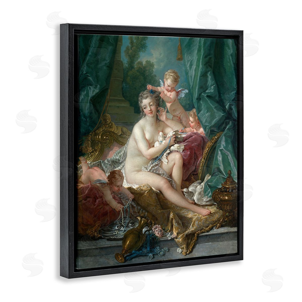 one1000paintings The Toilette of Venus Francois Boucher Classic Painting Black Floating Frame Canvas Wall Art Print