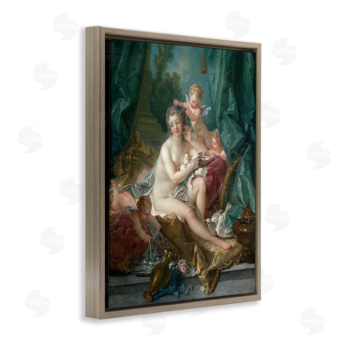 one1000paintings The Toilette of Venus Francois Boucher Classic Painting Brown Floating Frame Canvas Wall Art Print