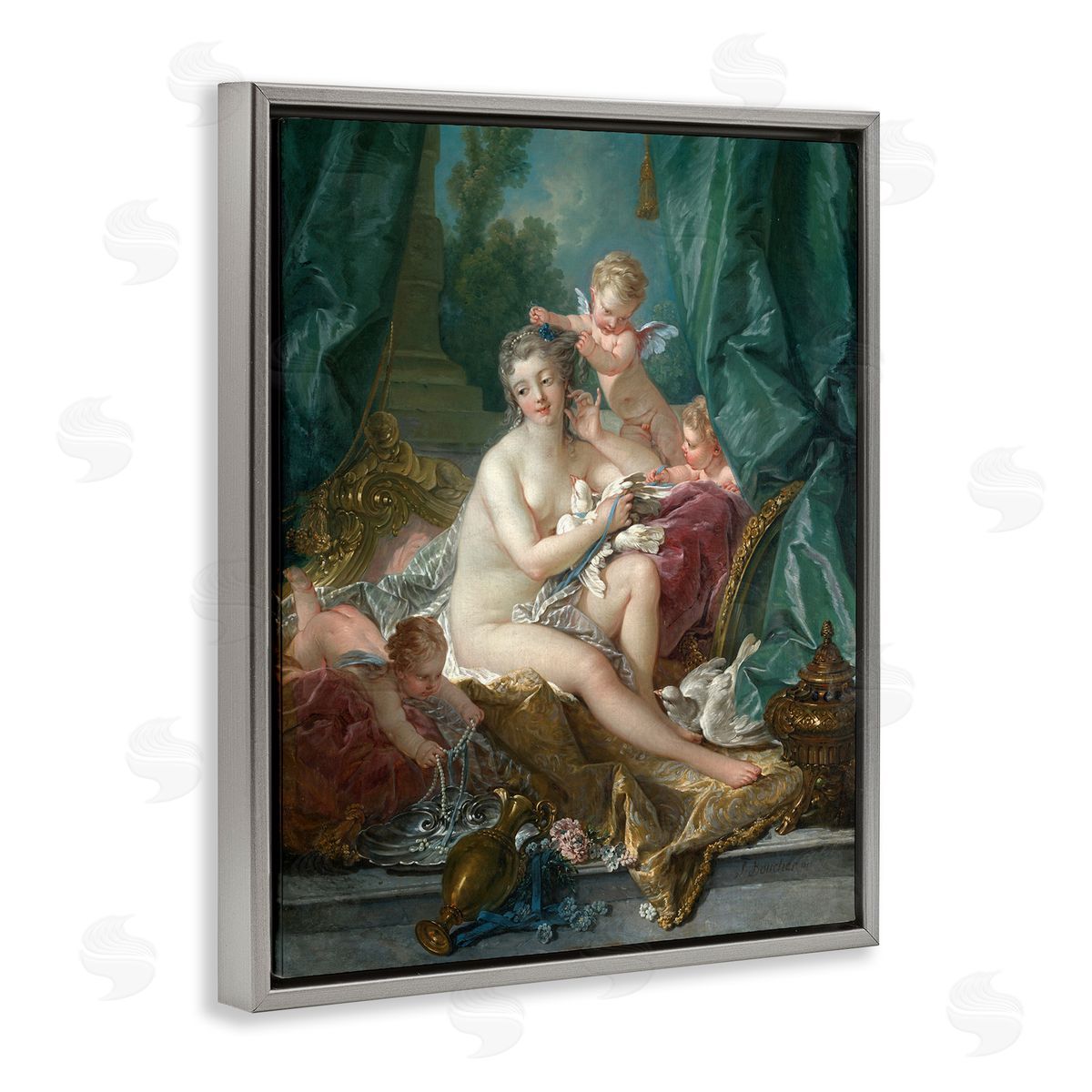 one1000paintings The Toilette of Venus Francois Boucher Classic Painting Gray Floating Frame Canvas Wall Art Print