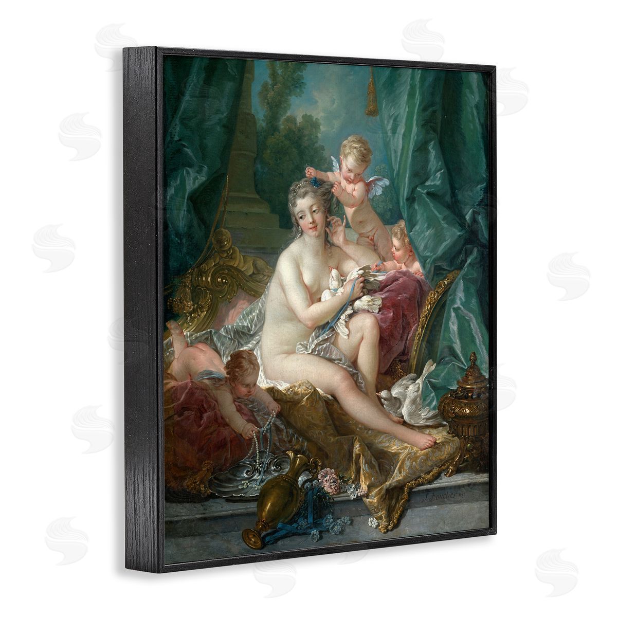 one1000paintings The Toilette of Venus Francois Boucher Classic Painting Black Framed Giclee Wall Art Print