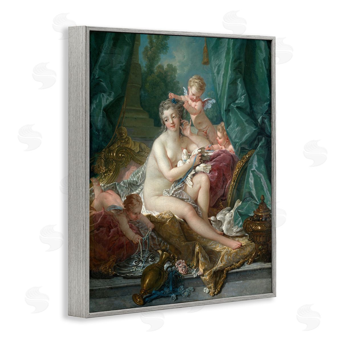 one1000paintings The Toilette of Venus Francois Boucher Classic Painting Gray Framed Giclee Wall Art Print