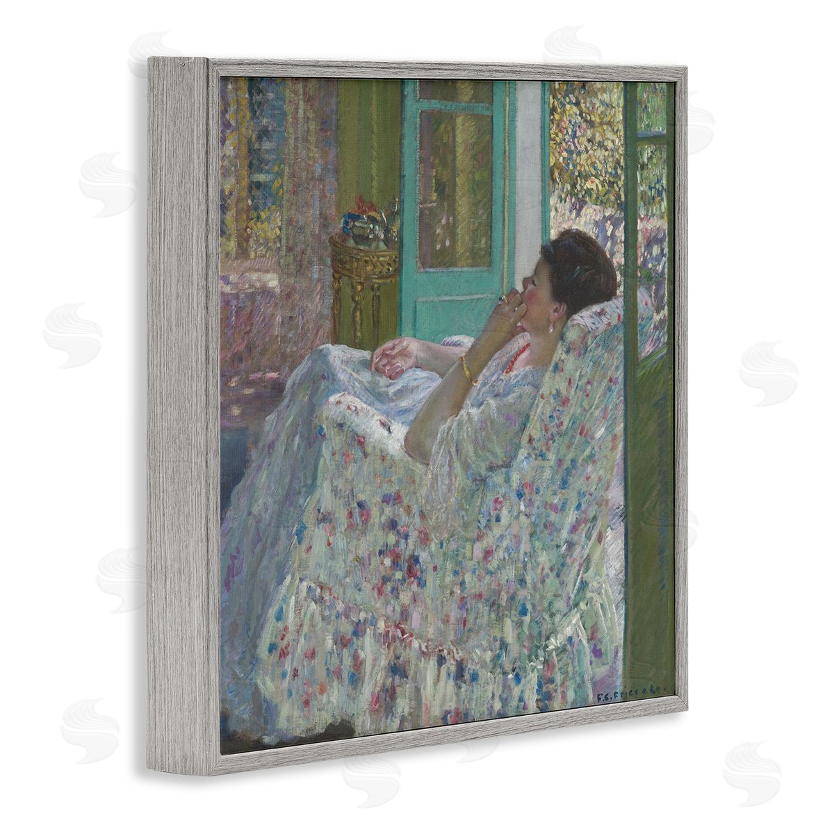 one1000paintings Afternoon Yellow Room Frederick Carl Frieseke Classic Painting Gray Framed Glicee Wall Art Print