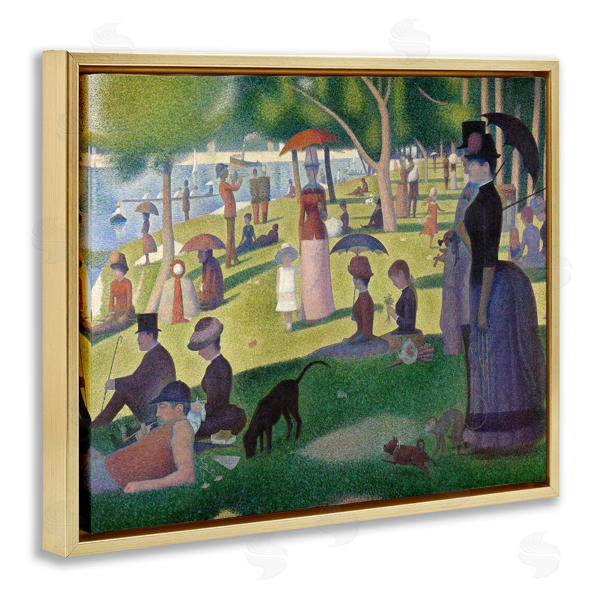 one1000paintings Sunday on La Grande Jatte Georges Seurat Classic Painting Gold Floating Frame Canvas Wall Art Print