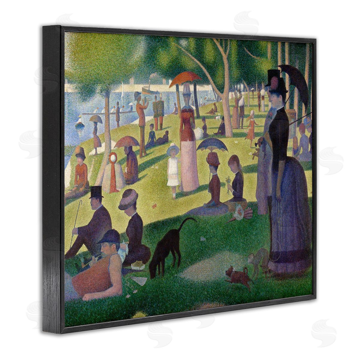 one1000paintings Sunday on La Grande Jatte Georges Seurat Classic Painting Black Framed Giclee Wall Art Print