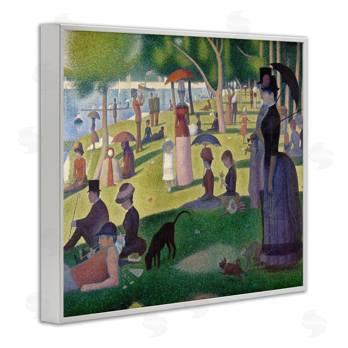 one1000paintings Sunday on La Grande Jatte Georges Seurat Classic Painting White Framed Giclee Wall Art Print