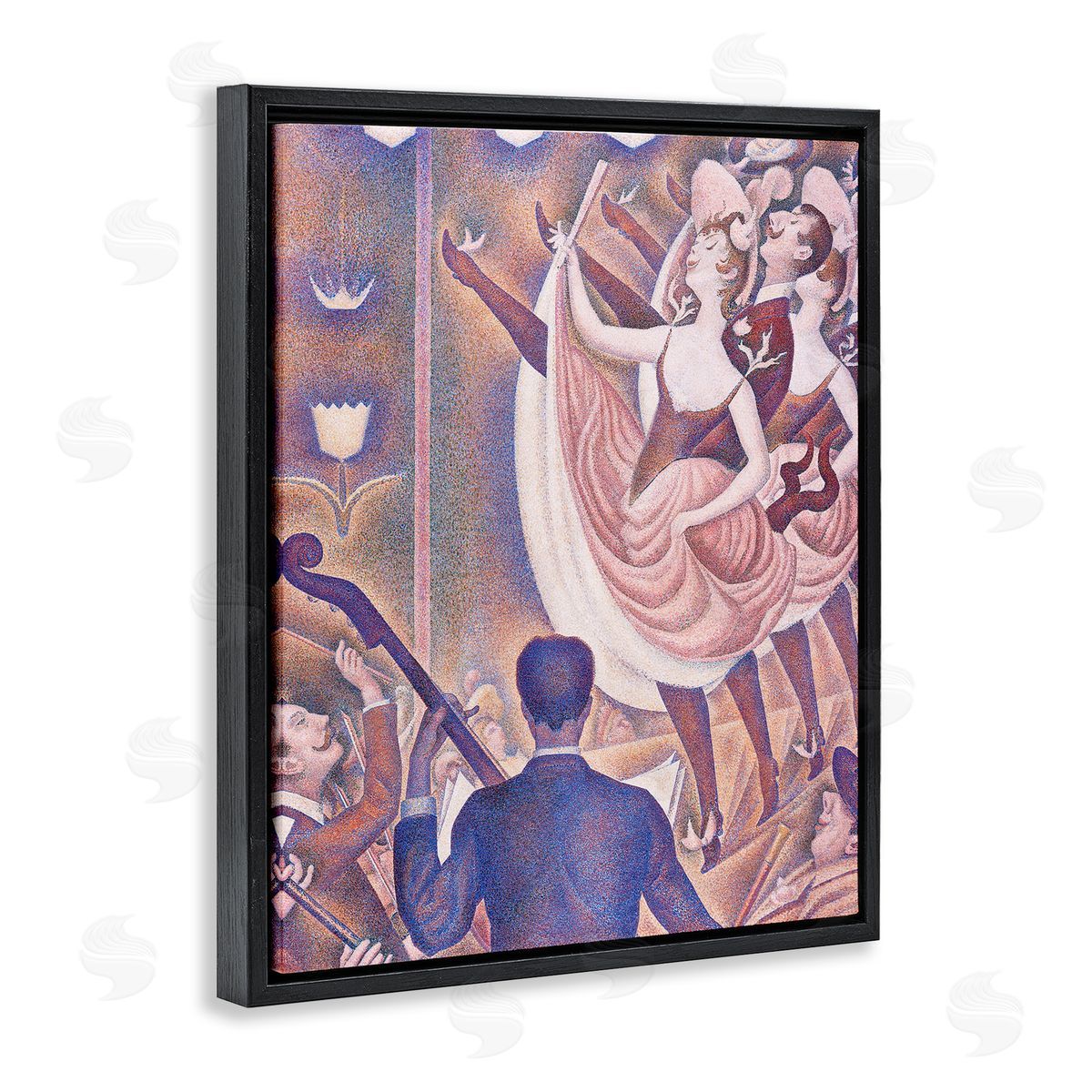 one1000paintings La Chahut Classic Georges Seurat Painting Dance Portrait Black Floating Frame Canvas Wall Art Print