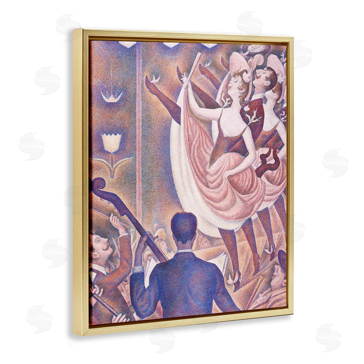 one1000paintings La Chahut Classic Georges Seurat Painting Dance Portrait Gold Floating Frame Canvas Wall Art Print