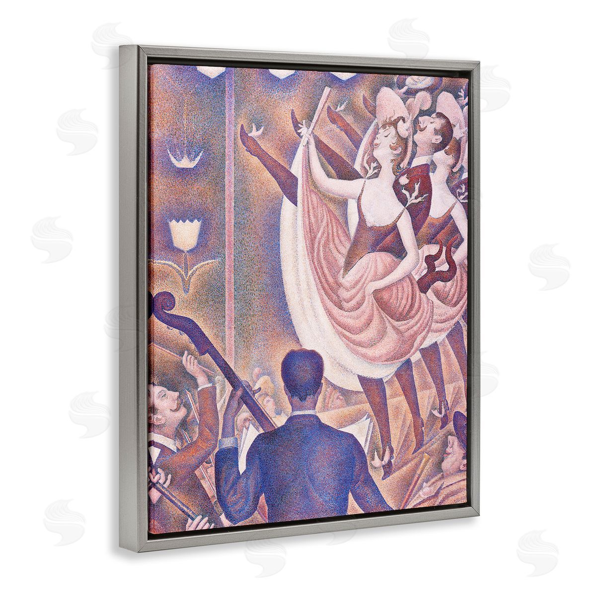 one1000paintings La Chahut Classic Georges Seurat Painting Dance Portrait Gray Floating Frame Canvas Wall Art Print