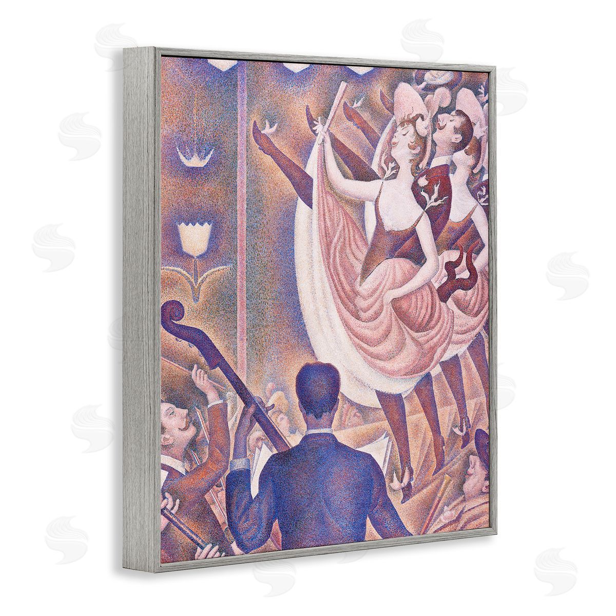 one1000paintings La Chahut Classic Georges Seurat Painting Dance Portrait Gray Framed Giclee Wall Art Print