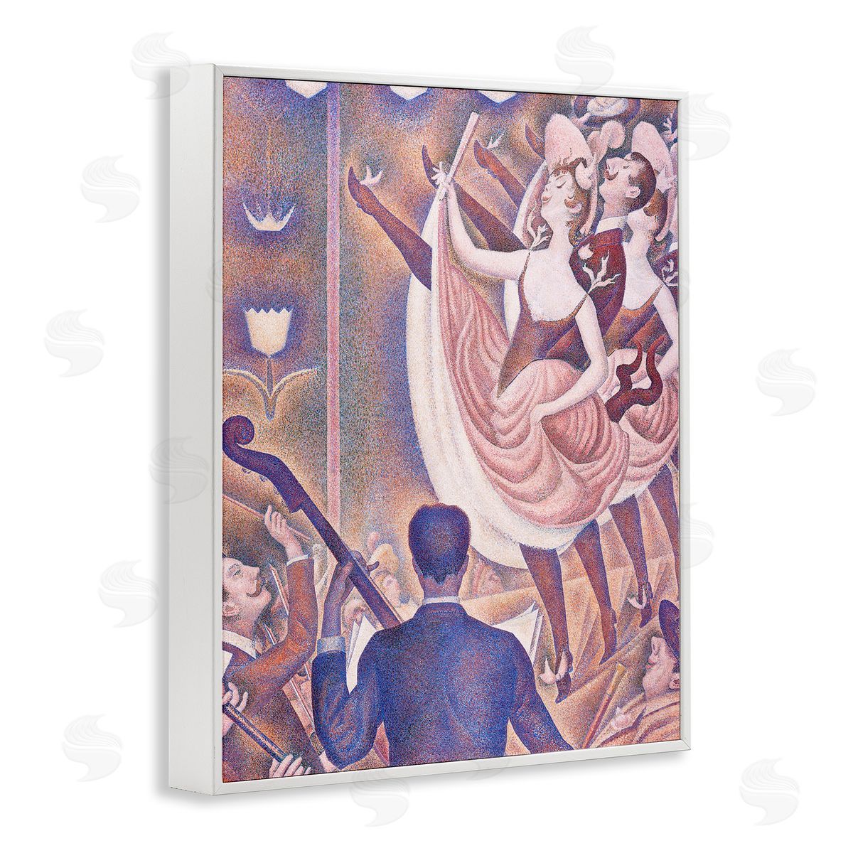 one1000paintings La Chahut Classic Georges Seurat Painting Dance Portrait White Framed Giclee Wall Art Print