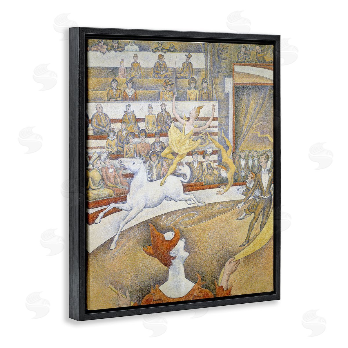 one1000paintings The Circus Classic Painting George Seurat Performance Portrait Black Floating Frame Canvas Wall Art Print