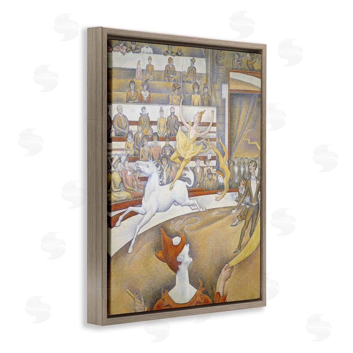 one1000paintings The Circus Classic Painting George Seurat Performance Portrait Brown Floating Frame Canvas Wall Art Print
