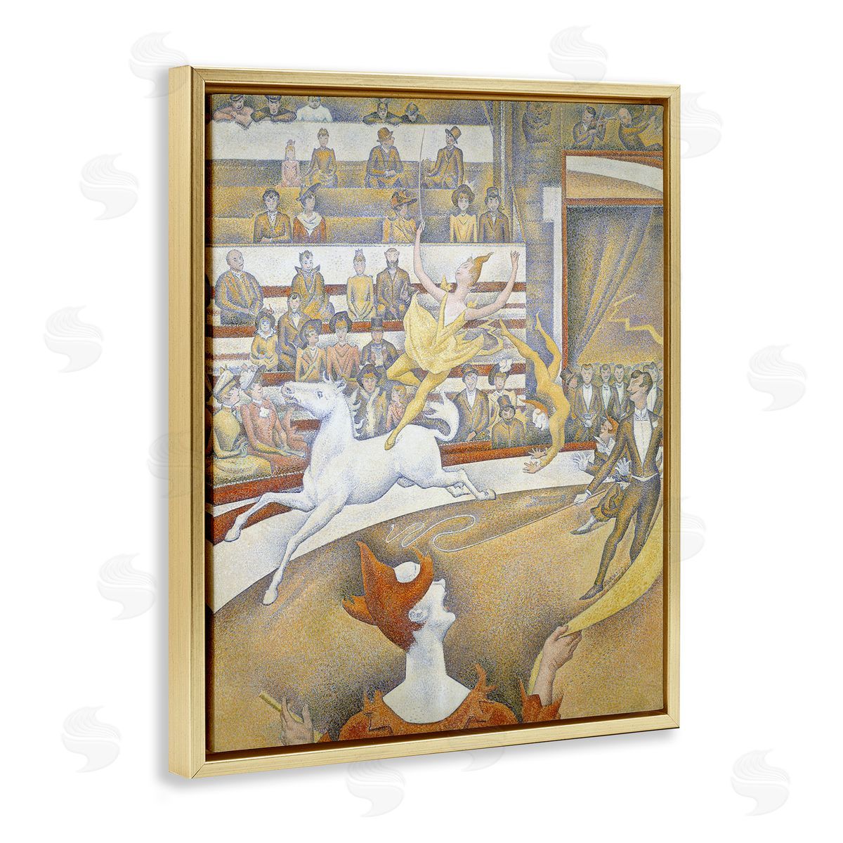 one1000paintings The Circus Classic Painting George Seurat Performance Portrait Gold Floating Frame Canvas Wall Art Print