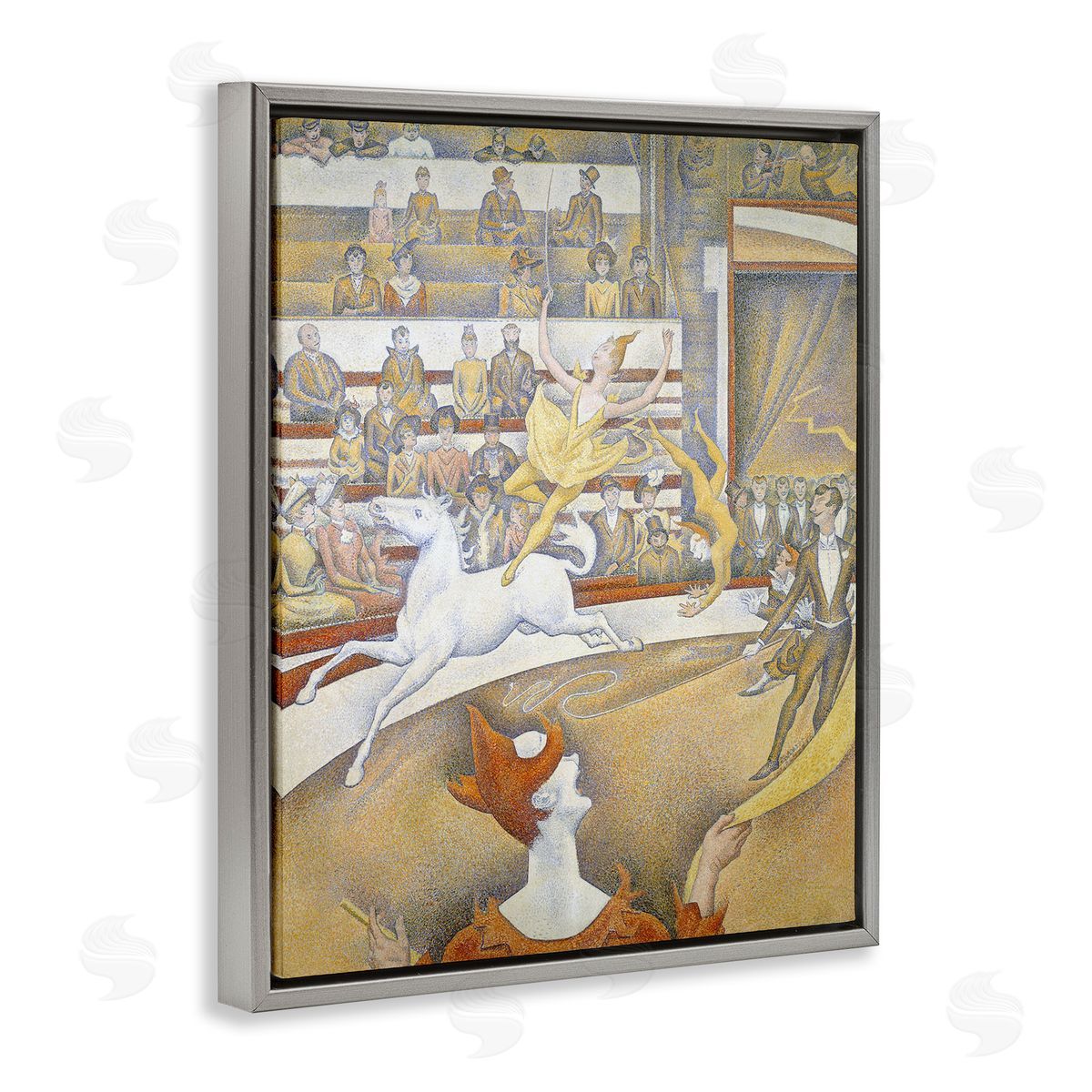 one1000paintings The Circus Classic Painting George Seurat Performance Portrait Gray Floating Frame Canvas Wall Art Print