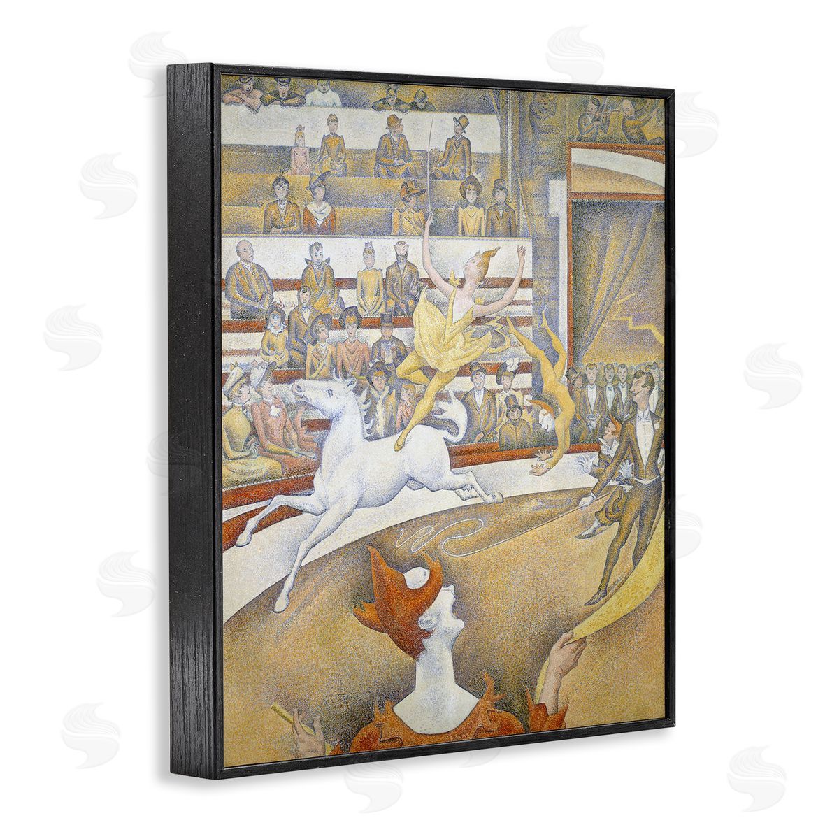 one1000paintings The Circus Classic Painting George Seurat Performance Portrait Black Framed Giclee Wall Art Print