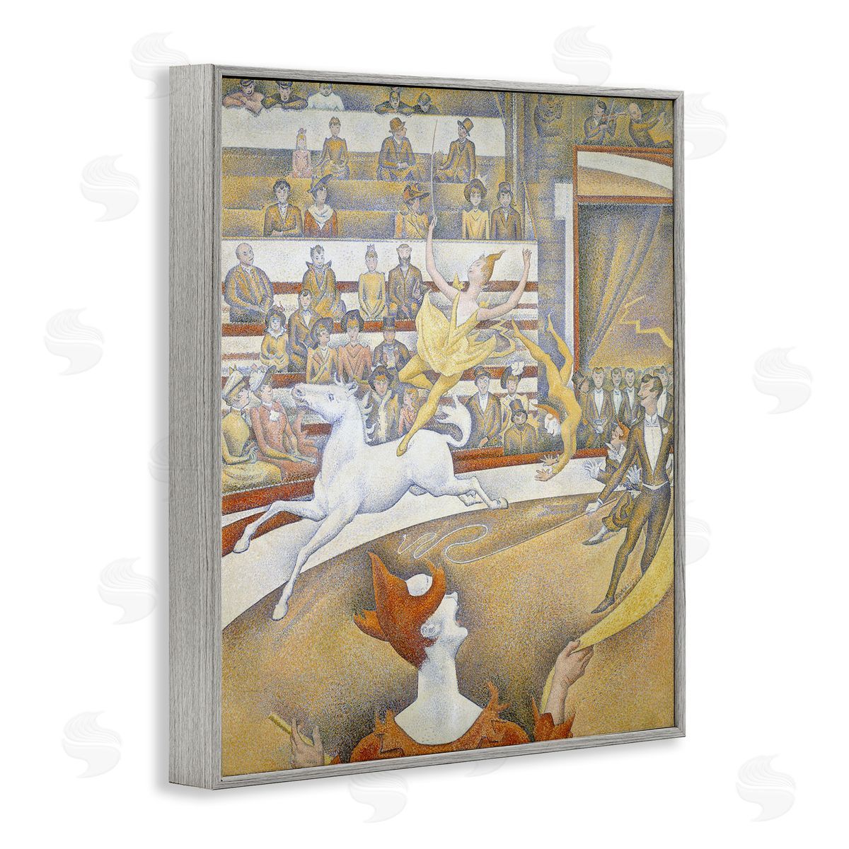one1000paintings The Circus Classic Painting George Seurat Performance Portrait Gray Framed Giclee Wall Art Print
