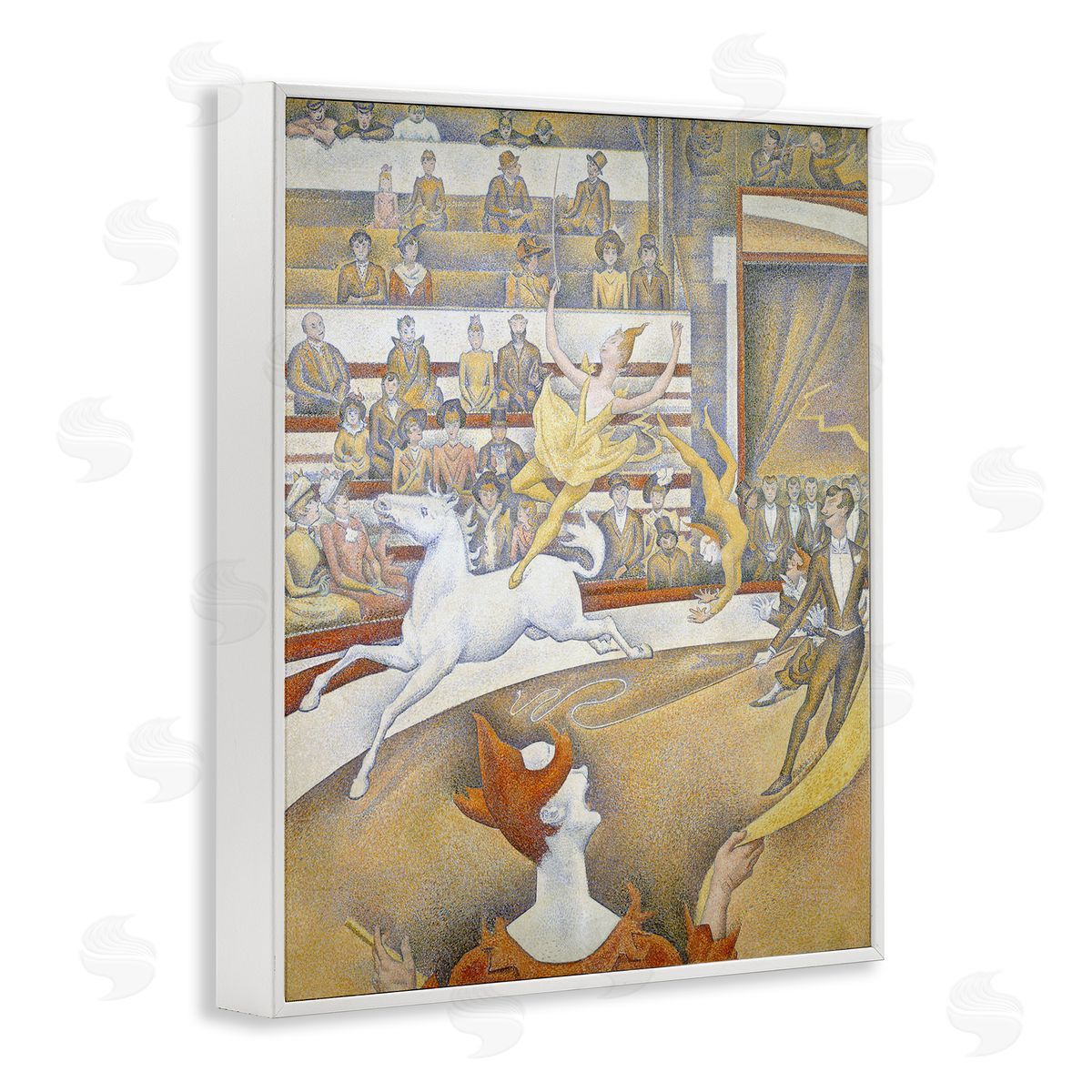 one1000paintings The Circus Classic Painting George Seurat Performance Portrait White Framed Giclee Wall Art Print