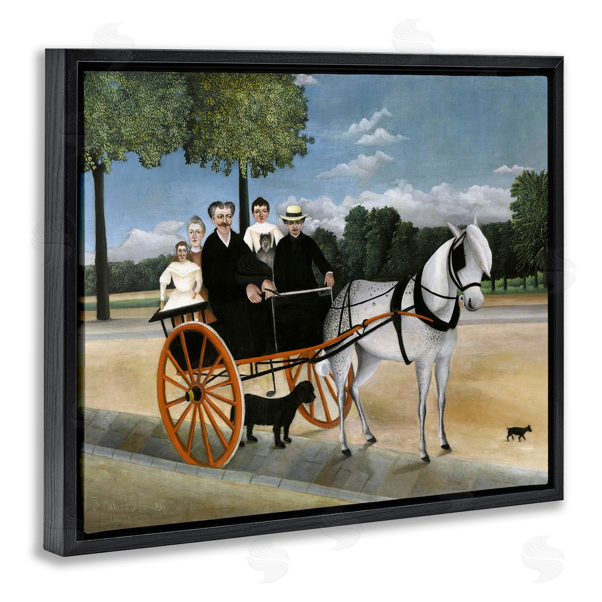 one1000paintings La Carriole du pere Junier Henri Rousseau Painting Black Floating Frame Canvas Wall Art Print