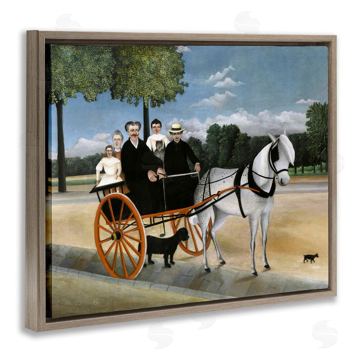 one1000paintings La Carriole du pere Junier Henri Rousseau Painting Brown Floating Frame Canvas Wall Art Print