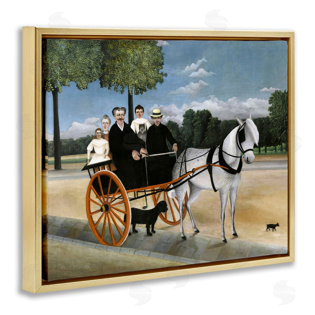 one1000paintings La Carriole du pere Junier Henri Rousseau Painting Gold Floating Frame Canvas Wall Art Print